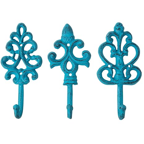 Antique Chic Cast Iron Decorative Wall Hooks Rustic Shabby