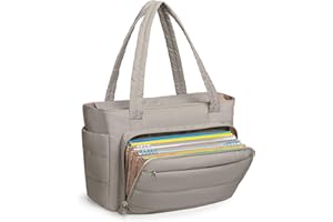Yarwo Sac fourre-tout Puffy Teacher pour femme, sac de travail léger avec poche de rangement accordéon et pochette pour ordin