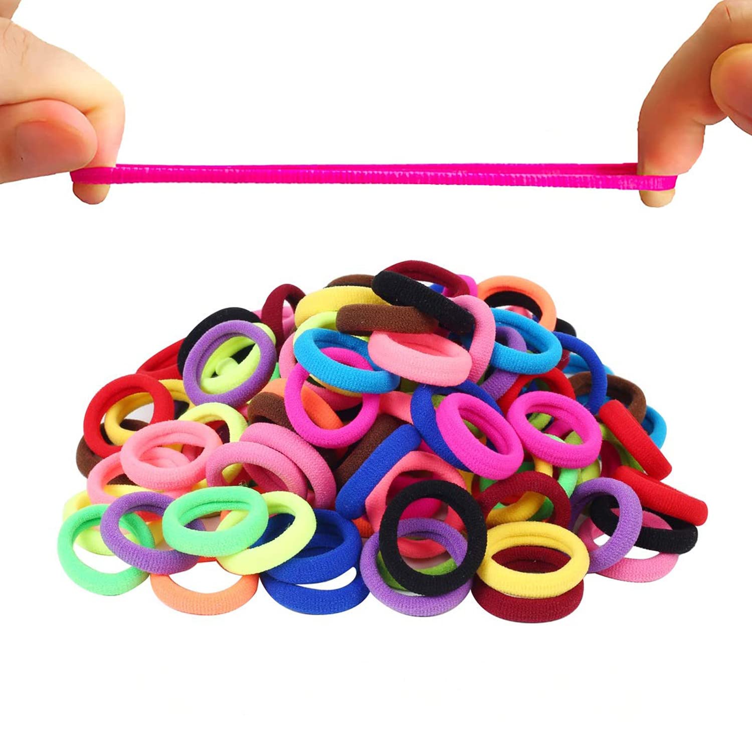 Hair Bands Ties,200pcs Colorful Elastic Rubber Bands Not hurt hair & No Crease Ponytail Holders,Tiny Soft Hair Ties for Toddler Baby Kids (Multi-Colored)