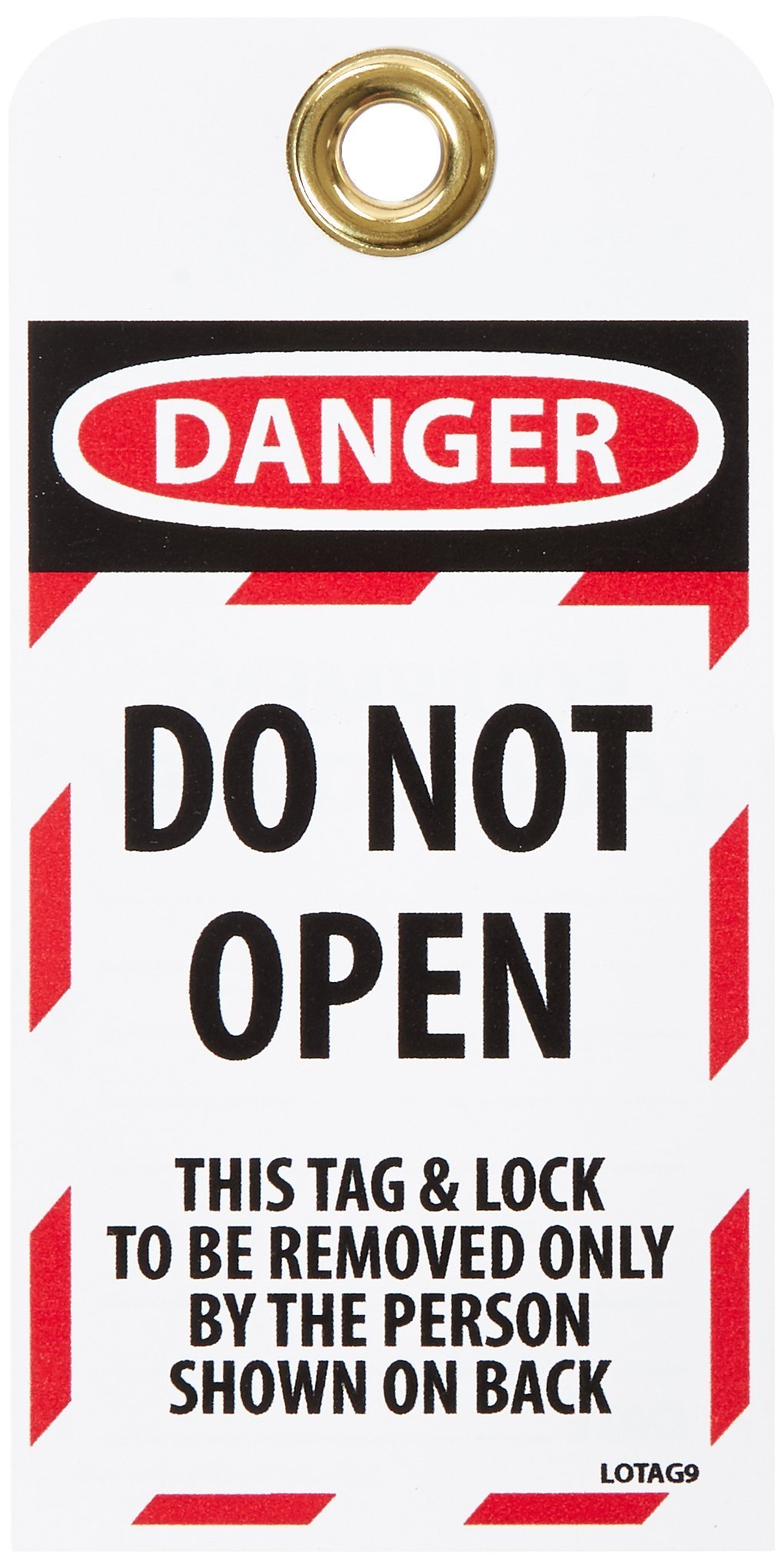 NMC LOTAG9 Danger DO NOT Open This TAG & Lock to BE Removed ONLY by The Person Shown ON Back Tag - [Pack of 10] 3 in. x 6 in. Vinyl 2-Sided Danger Tag