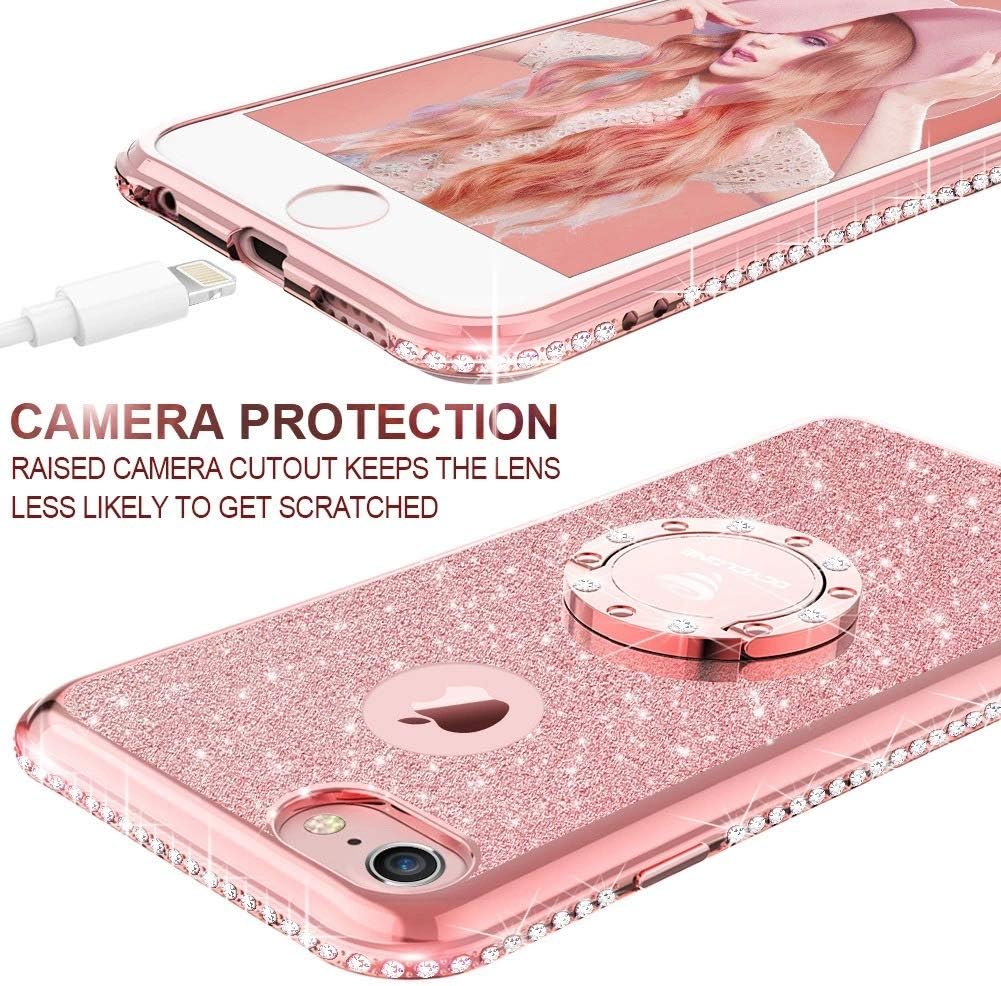 iPhone 6s Plus Case for Girls Glitter Cute Girly Case with Stand - Image 4