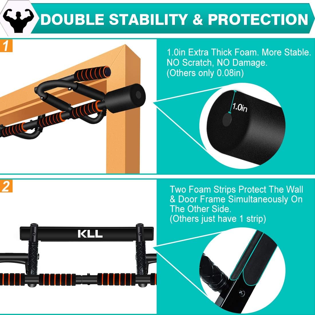 KLL Pull up Bar for Doorway, Multifunctional Strength Training Pull-up Bars for Home Gym Exercise, Doorway Pullup Chin up Bar No Screws with Upgraded Thickened Steel & 440LBS(180-days Free Return) : Sports & Outdoors