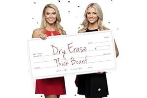 PIXELVERSE DESIGN Big Checks for Presentations, 13.5" x 32" - Giant Dry Erase Check - Large, Fake, Blank, Oversized for Fundraisers, Retirement, Charity & Donation Events