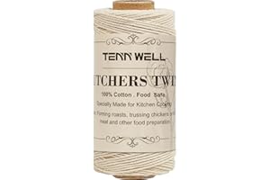 Tenn Well Butchers Cooking Twine, 328 Feet 3Ply 1mm Cotton Bakers Twine, Food Safe Kitchen Twine String for Roasting, Trussing Meat and Turkey, Food Prep, Baking and More 1pc White