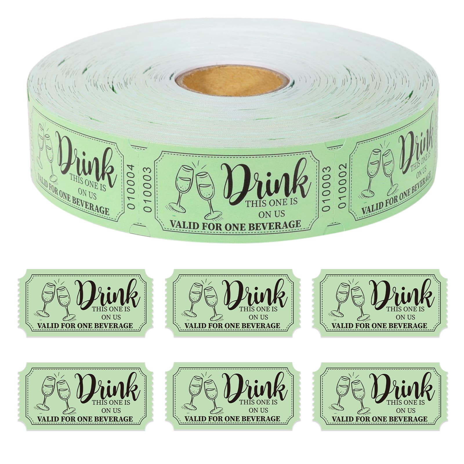 Photo 1 of 1000 Pcs Drink Ticket Single Raffle Tickets Roll Sage Green Free Drink Ticket for Events Wedding Work Formal Parties Leisure Class Reward