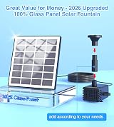 SZMP Solar Fountain Pump Kit 2026 Upgraded 10 Nozzles 9.84ft Cord Glass Panel view 4