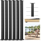 Zylorix 6 Pack 36" Modular Swageless Cable Railing Level Post for Decks | Level Drilled, T304 Stainless Steel, 35"x2"x2" Wire Railing Post for Deck Porch Cable Railing System, Black, Outdoor Finish