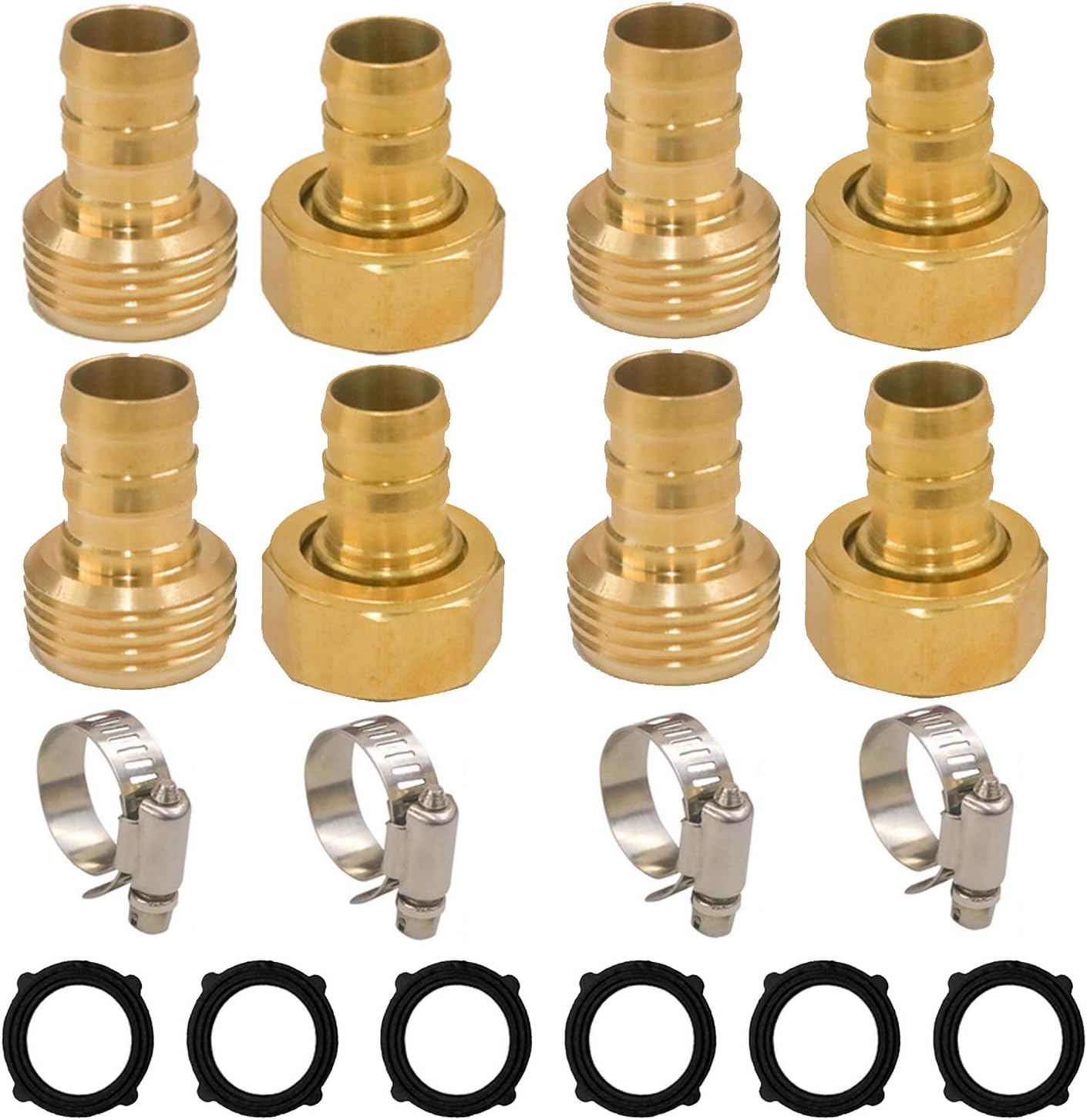 Hourleey Garden Hose Repair Connector with Clamps, Fit for 3/4" or 5/8" Garden Hose Fitting, 4 Set : Garden & Outdoor