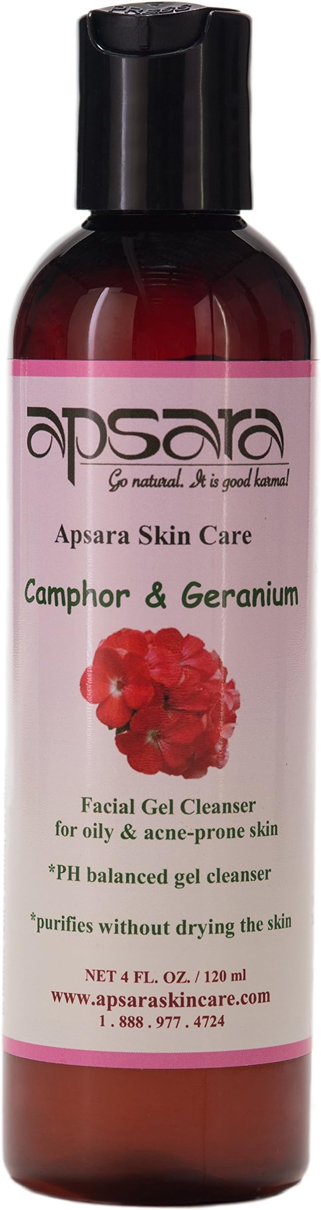 Camphor and Geranium Facial Cleanser. PH balanced gel cleanser face wash for acne-prone and oily skin types. Sulfate Free. Made with premium natural healing ingredients. Purifying and balancing.