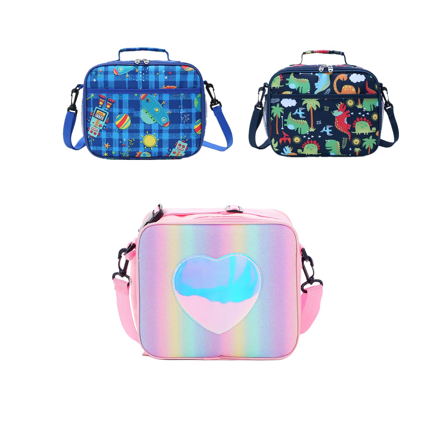 Kids Lunch Bag, Insulated Lunch Bag for Boys, Kids Lunch Box with Shoulder Strap, Lunch Bag for School Outdoor Picnic, Kids Crossbody Bag for Travel Lunch Organizer, Gifts for Kids Boy