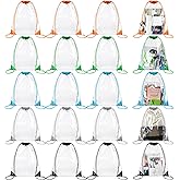 Abbylike 20 Pcs 17 x 13 Inch Clear Drawstring Tote Bags PVC Sporting String Bulk Stadium Waterproof Clear Backpack for Gym