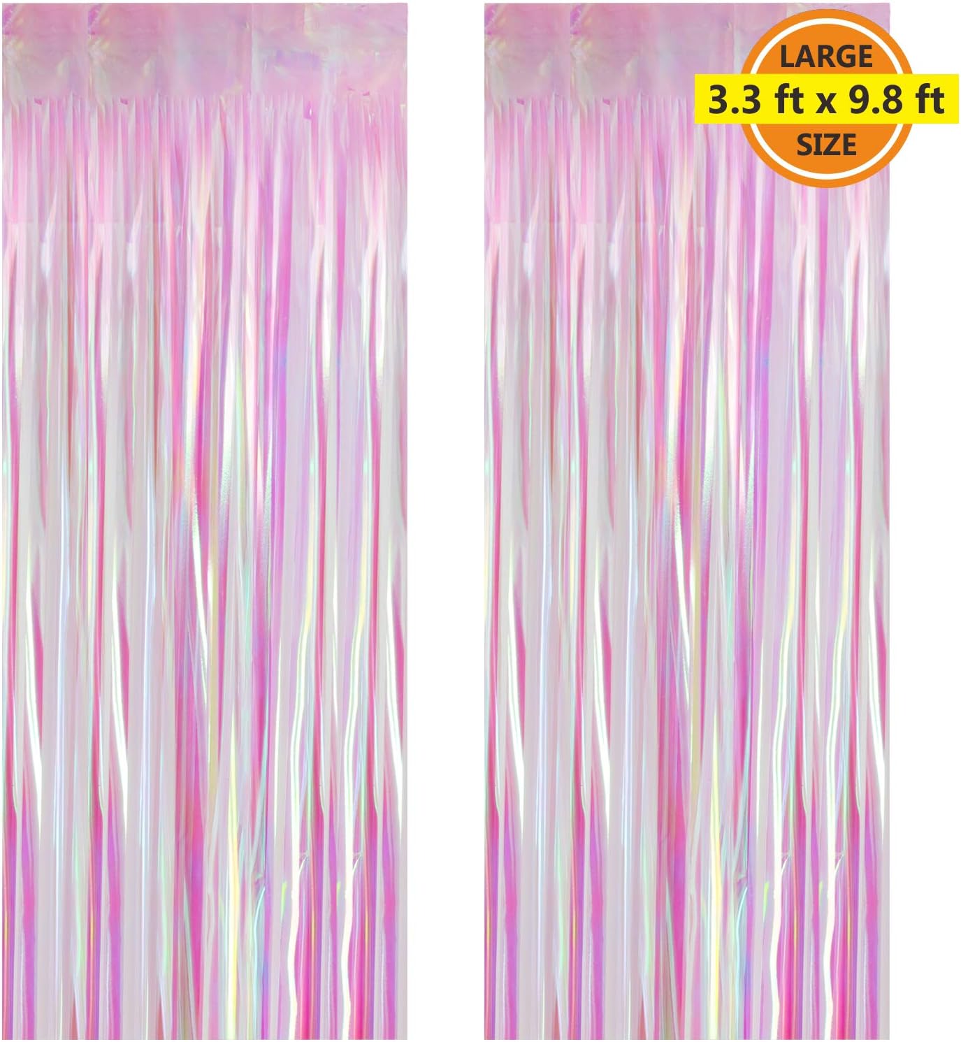 2 Pack 3.3 ft x 9.8 ft Foil Metallic Fringe Shimmer Streamers Curtains-UWANTME,Photo Backdrop Girl Princess Baby Birthday Party Wedding Event Galentines Day Decorations (Multicolor Decor