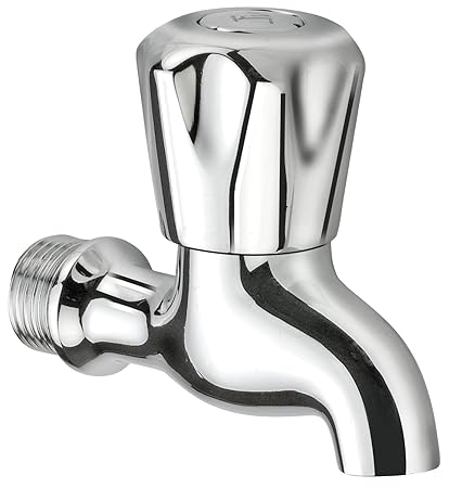 TNL Penta Short Body Quarter Turn Brass Bib Cock C.P Fittings Bib Tap Bathroom Tap Washing Tap (Chrome Finish)