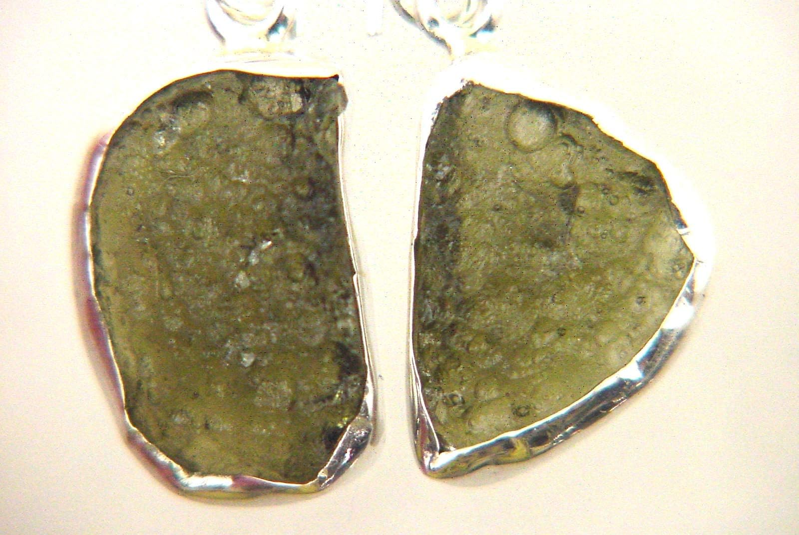 Sterling Silver Czech Moldovite Gemstone French Hook Earrings