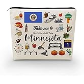 YULUENZE Take Me To Minnesota Makeup Bag Minnesota Travel Gift Small Canvas Organizer Bag with Zipper Minnesota Cosmetic Bag Travel Present for Women Friends Families