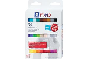 Staedtler FIMO Soft Polymer Clay - Oven Bake Clay for Jewelry, Sculpting, Crafting, 30 Pieces, Assorted Colors, 8023 C30