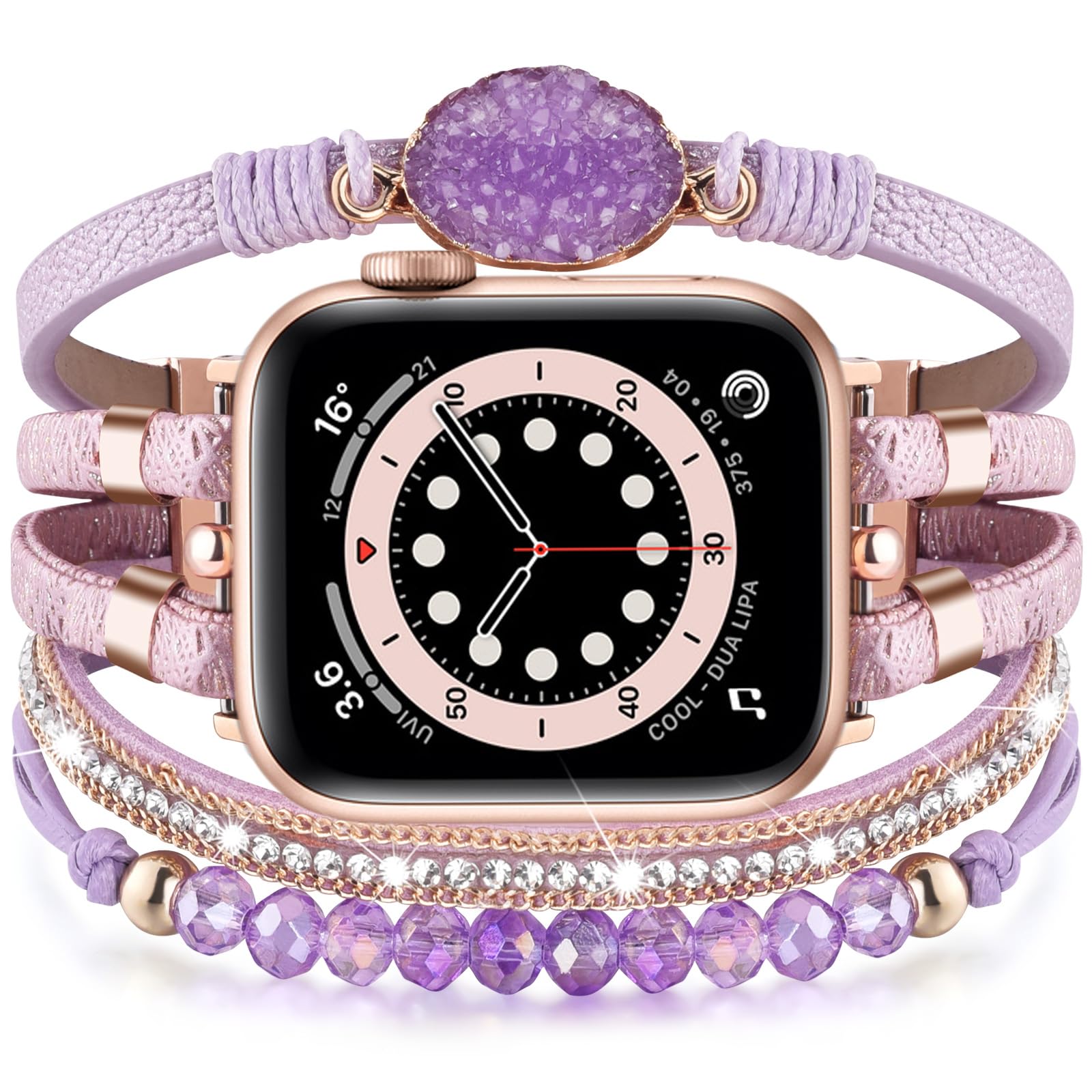 Photo 1 of VISOOM Beaded Boho Bracelet Compatible for Apple Watch Band 42mm/44mm/45mm/46mm Series 10 9 8 7 SE Series 6/5/4 Women Leather Handmade Multilayer Wrap Watch Strap for iWatch Bands 3/2/1 Replacement