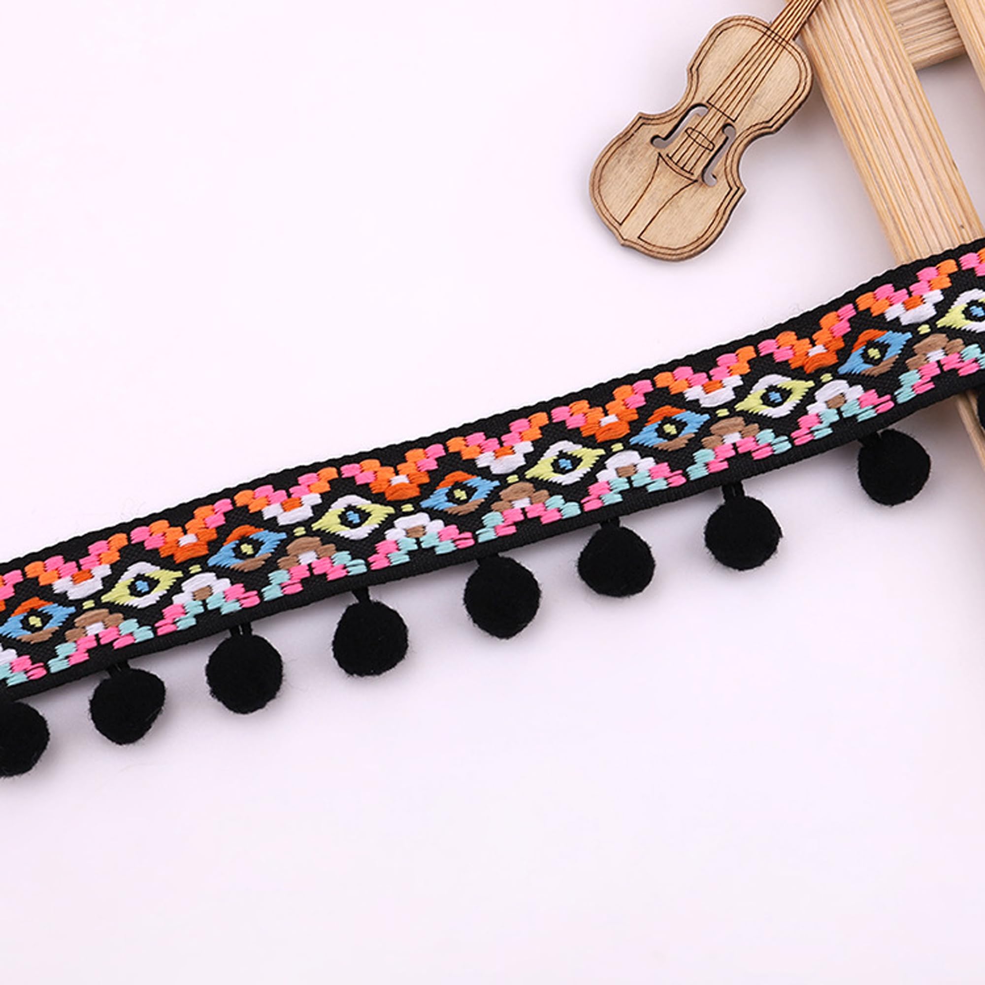 5.6 Meter Tassel Trim Ribbon Pompom Trim Fringe Pompoms Colorful Fringe Tassels Trim Fringe Lace Trim Pompom Trim Pom Pom Poms Balls Fringe Trim For DIY Sewing Accessories Decoration (E)