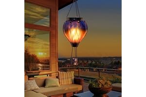 VESTCDF Hot Air Balloon Solar Lantern Flickering Flame - Hanging Garden Light Solar Flame Lights Outdoor Waterproof for Patio Pathway Yard Porch Backyard Decor