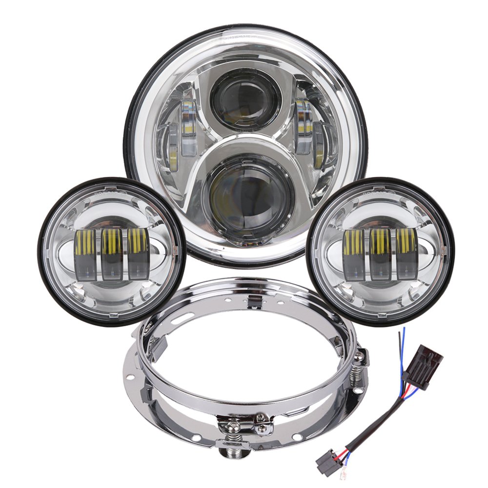 7 Inch LED Headlight with 4.5 Inch Matching Passing Lights for Harley