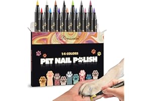 DREAMON Dog Nail Polish Pen, 14 Colors Pet Nail Polish Set to DIY Beautiful Dog Nails Ideas, Creative Dog Accessories Nail Polish Pens Quick Dry & Easy to Use (A)