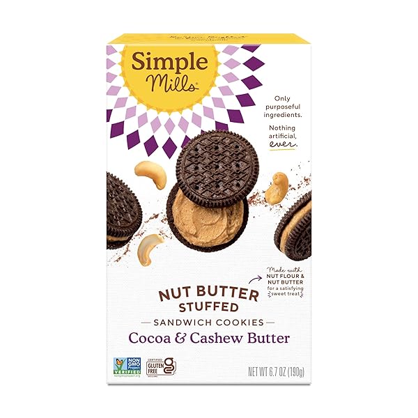 SIMPLE MILLS, COCOA CASHEW CRÈME SANDWICH COOKIES –...