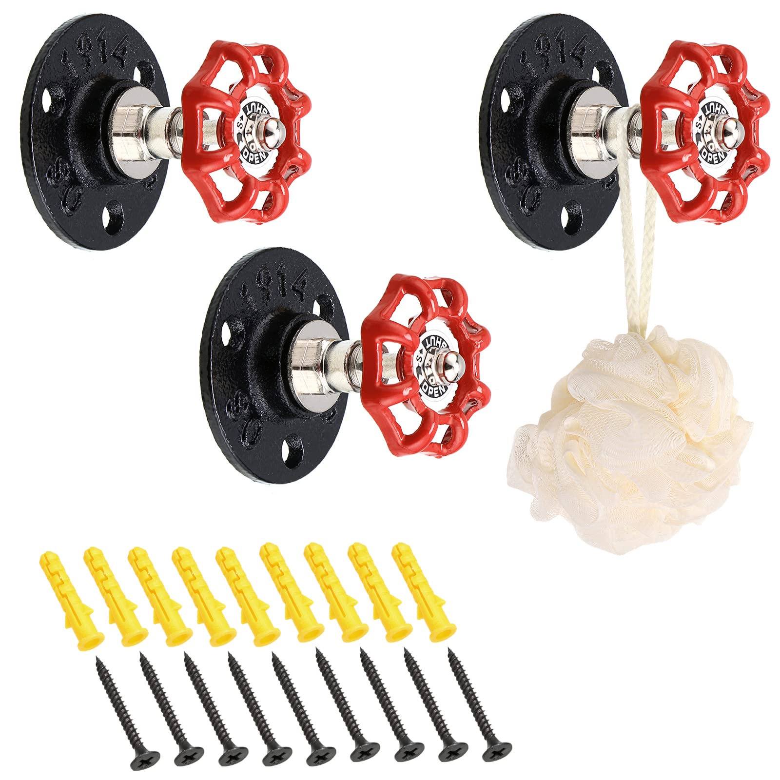 Photo 1 of Sumnacon 3 Pcs Industrial Pipe Coat Hook Racks - Heavy Duty Rustic Hat Robe Towel Holder Hanger, Wall Mounted Clothing Racks with Hardware for Home, Office, Electroplated Black Finish