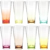 WowProLiv 8-Piece Ombre Tumbler Set, 20oz Plastic Drinking Glasses, Assorted Colors, Shatterproof BPA-Free Drinkware, Large Stackable Cups for Patio, Pool, Gift, Everyday Use, Top-Rack Dishwasher Safe