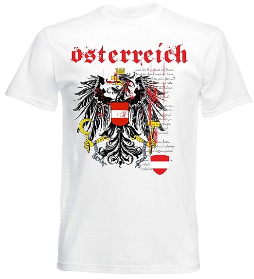 aprom Österreich - T-Shirt Herren Nationalhymne WM EM Fussball Sport Freizeit