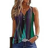 Tank Tops for Women Summer Tops Casual Button Down Shirts Loose Fit V Neck Sleeveless T Shirts