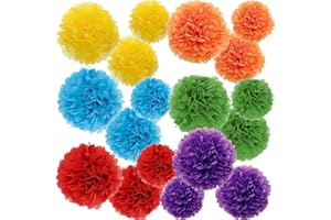 Gavoyeat Paper Pom Poms Color Tissue Flowers Birthday Celebration Wedding Party Halloween Christmas Outdoor Decoration,18 pcs of 10 12 14 Inch