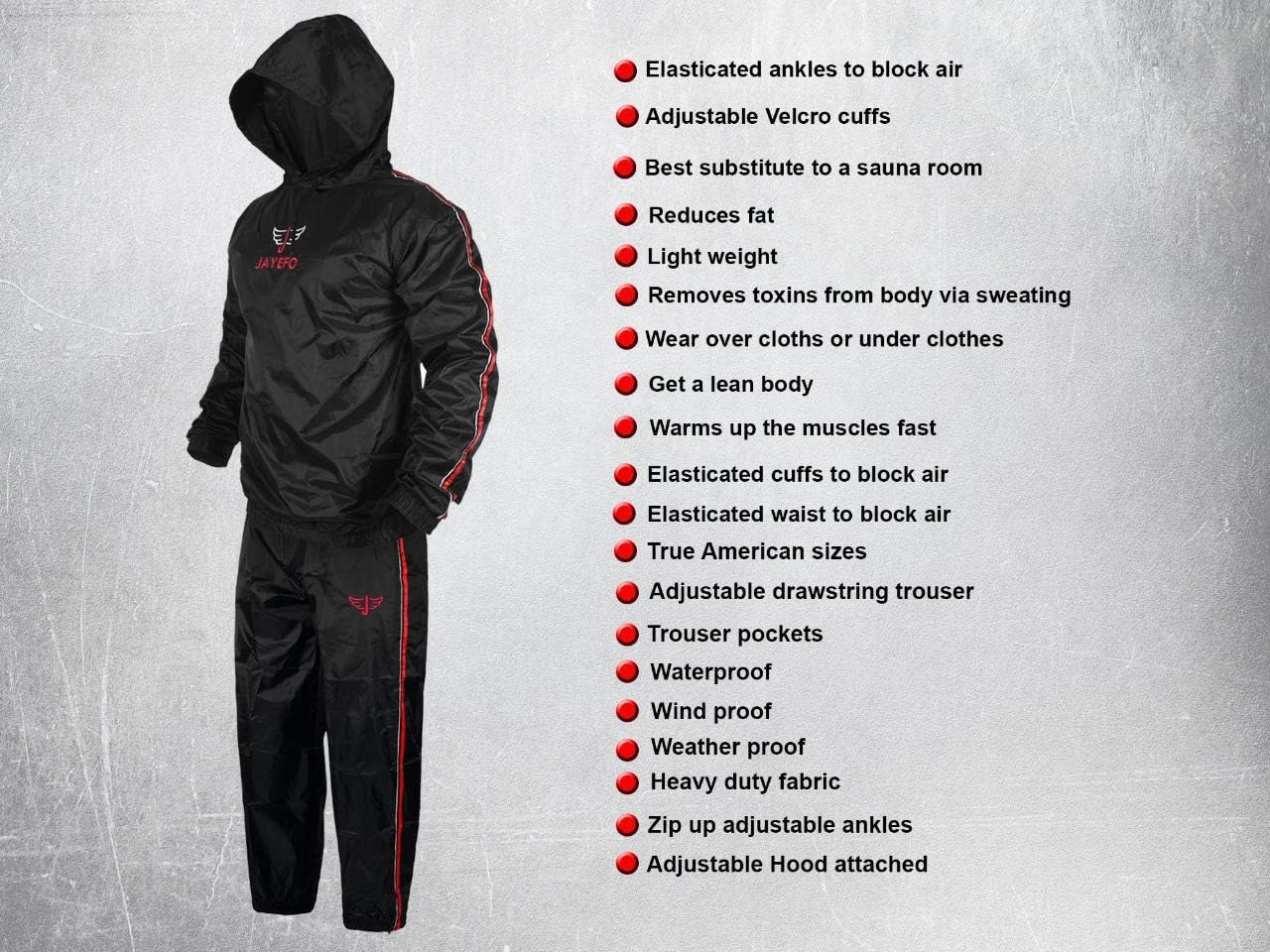Jayefo Sauna Suit with Hood Full Body Sweat Suit Hot Waist Trainer Waterproof Non Rip Fitness Gym Running Boxing MMA Suit Shaper Heat Trapping Suit. : Sports & Outdoors