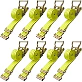 Bolvixor 8 Pack 2" x 15' Heavy Duty E-Track Ratchet Straps - 4500LBS Break Strength - Tie Down Straps for Trucks, Trailers, Motorcycles, and Cargo(Yellow)
