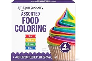 Amazon Grocery, Assorted Food Coloring, Contains Red, Blue, Green, Yellow Bottles, 1.2 Fl Oz (Previously Amazon Fresh, Packaging May Vary)