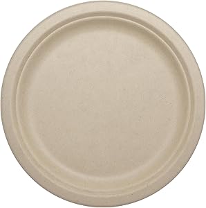 World Centric Compostable Round Paper Plates, 9" (Pack of 20), Made from Unbleached Plant Fiber, Sustainable, Heavy Duty, Gre