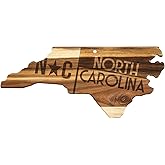 Totally Bamboo Rock & Branch Origins Series North Carolina State Shaped Cutting Board and Charcuterie Serving Tray, Includes Hang Tie for Wall Display 18" x 8" x 0.6"
