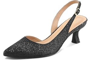 mysoft Women's Pumps Slingback Kitten Heels Pointed Toe Sexy Wedding Party Dress Pump Shoes