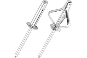 JIANDAXIN 50Pcs Tri-Fold Aluminum Blind Rivets,Tri Grip Exploding Assortment Bulb Style Pop Rivets for Automotive, Soft or Plastic Materials (Silver, 1/8"x35/64")