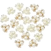 Honbay 20PCS 2cm/0.79inch Flatback Rhinestone Pearl Flower Embellishments for Weddings or DIY Crafts