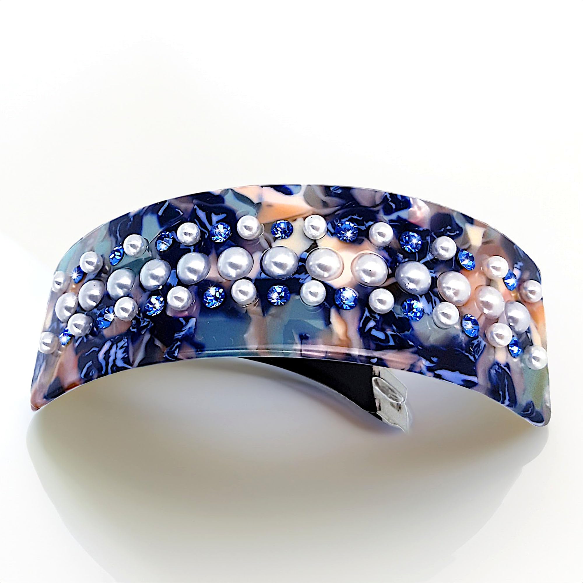 Women's Hair Barrette Rhinestone Rectangular Blue Scale Women's Hair Accessories Chic Bun Style,