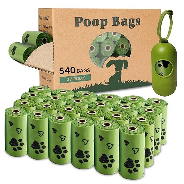 YINGDELAI DOG POOP BAG, 540 COUNTS BIODEGRADABLE DOG WASTE BAGS WITH 1 DISPENSER, ECO-FRIENDLY LEAK-PROOF PET POOP BAGS FOR DOGGY | SCENTED