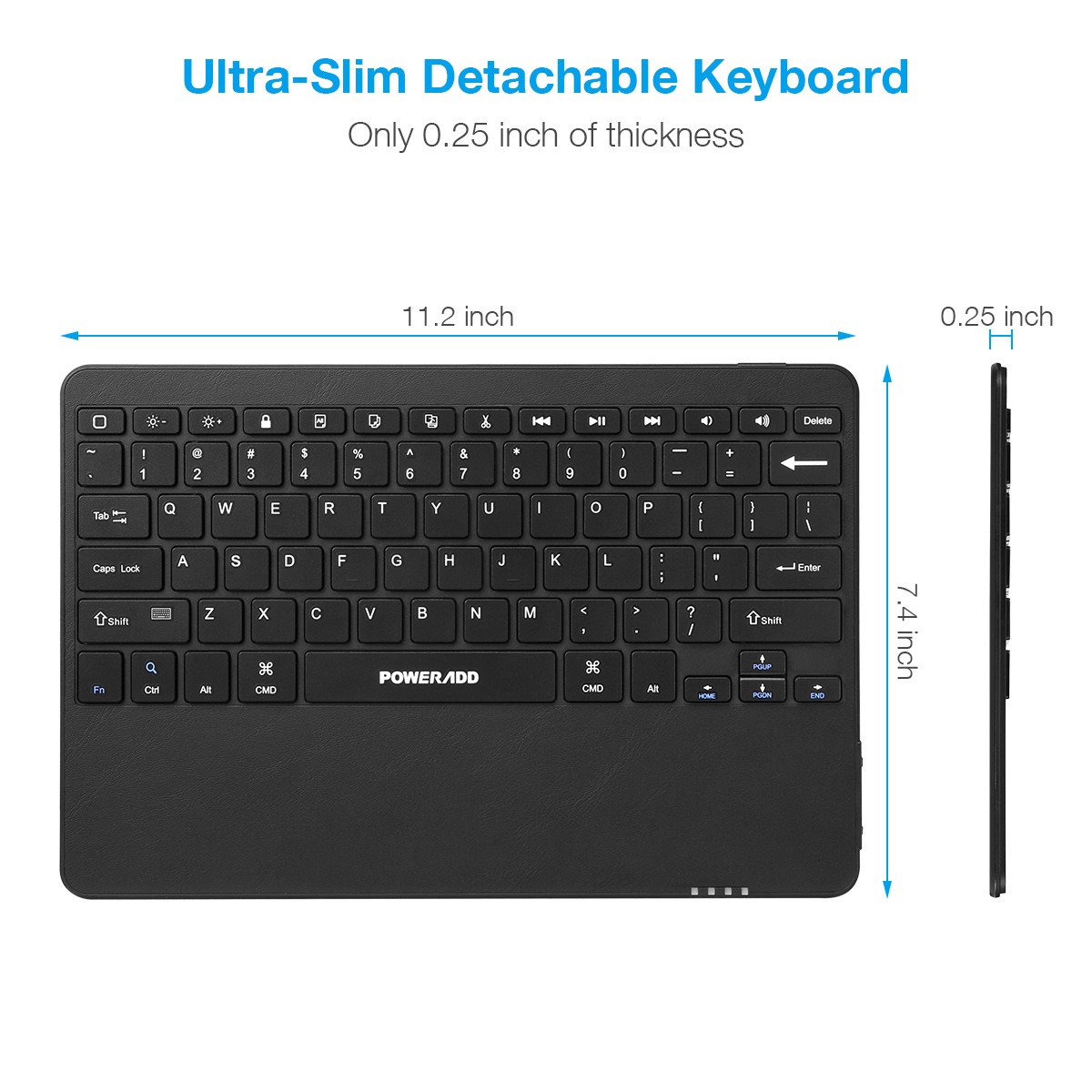 iPad Keyboard Case, Poweradd Bluetooth iPad Keyboard Folio Smart Case PU Leather Case with Removable Bluetooth Wireless Keyboard for Apple iPad Pro 12.9 Inch & iPad 12.9\