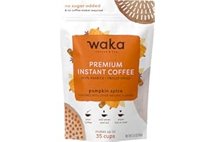 WAKA COFFEE Waka Instant Coffee, Pumpkin Spice Flavored - 100% Arabica Beans, Freeze Dried Granules, No Additives - Bulk Bag for Quick Hot and Iced Coffees, Up to 35 Cups (3.5oz)