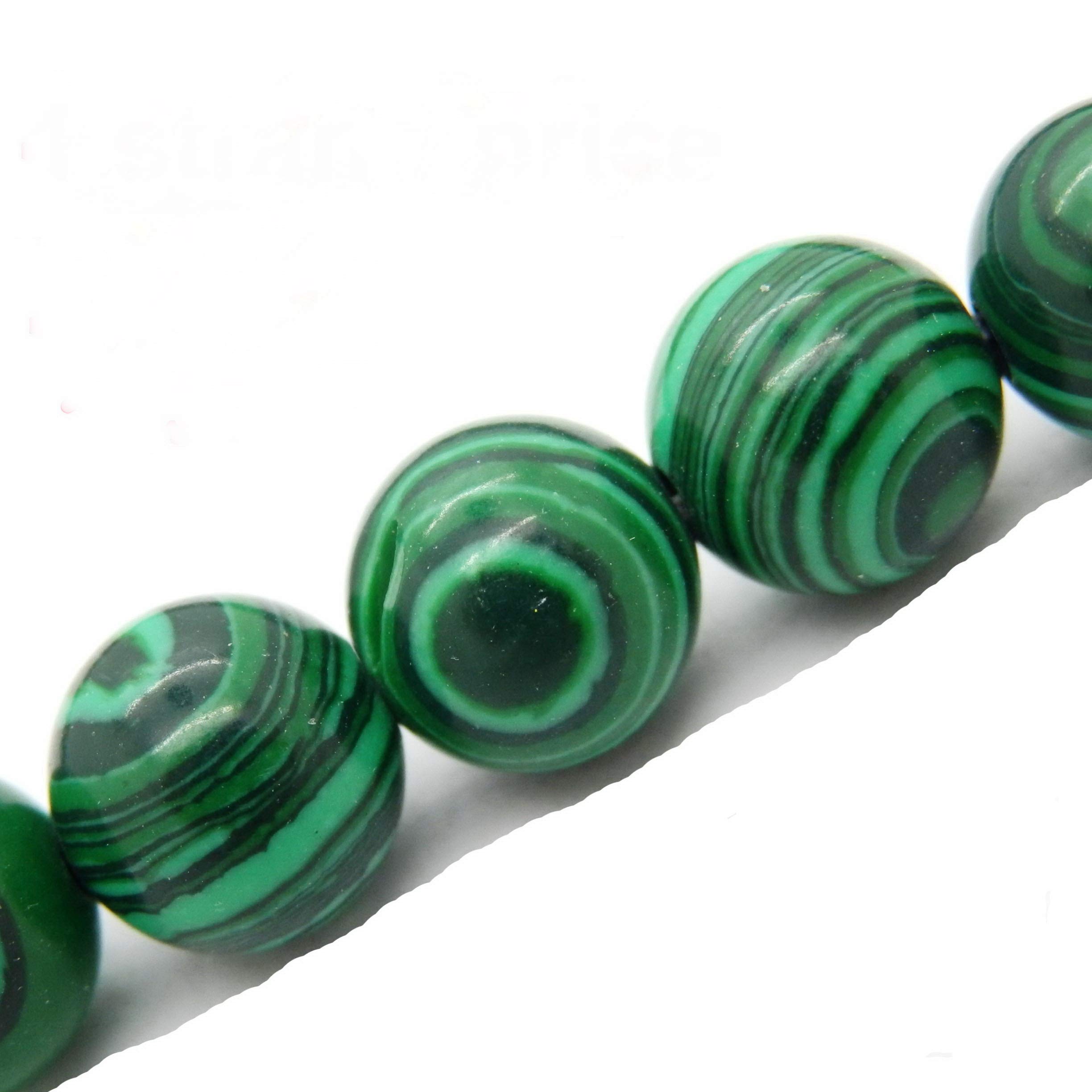 Fukugems Natural Stone Beads for Jewelry Making, Sold per Bag 5 Strands Inside (Malachite Synthetic, 6mm)