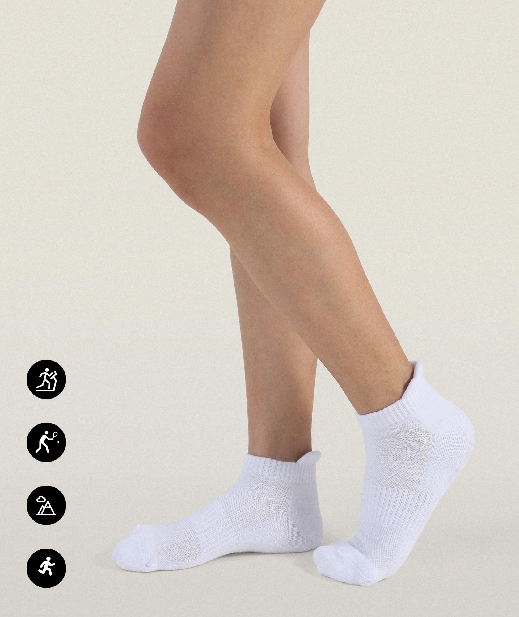 CLOSEMATE 7 Paar Sneaker Socken Herren Damen Kurze Gepolsterte Laufsocken Sportsocken aus Baumwolle Atmungsaktive Sneakersocken Running Ankle Socks Weiße 43-46 L 5