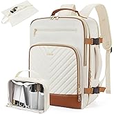 Telena Travel Backpack for Women, 15.6 inch Laptop Backpack TSA Carry on Backpack Personal Item Size Flight Approved Travel Bag Daypack with Multi-Pockets for Work, Travel, Business, Beige-Brown