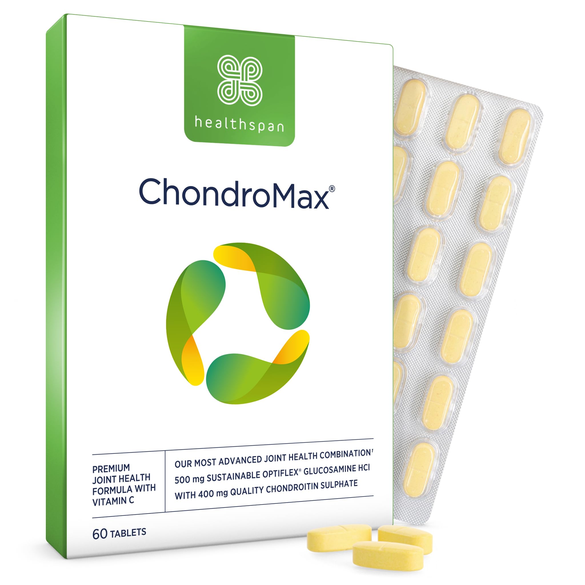 Glucosamine & Chondroitin (60 Tablets, 500mg Glucosamine & 400mg Chondroitin) | Joint & Bone Support | Advanced Joint Support | Vitamin C to Support Joint Cartilage | Sustainably Sourced