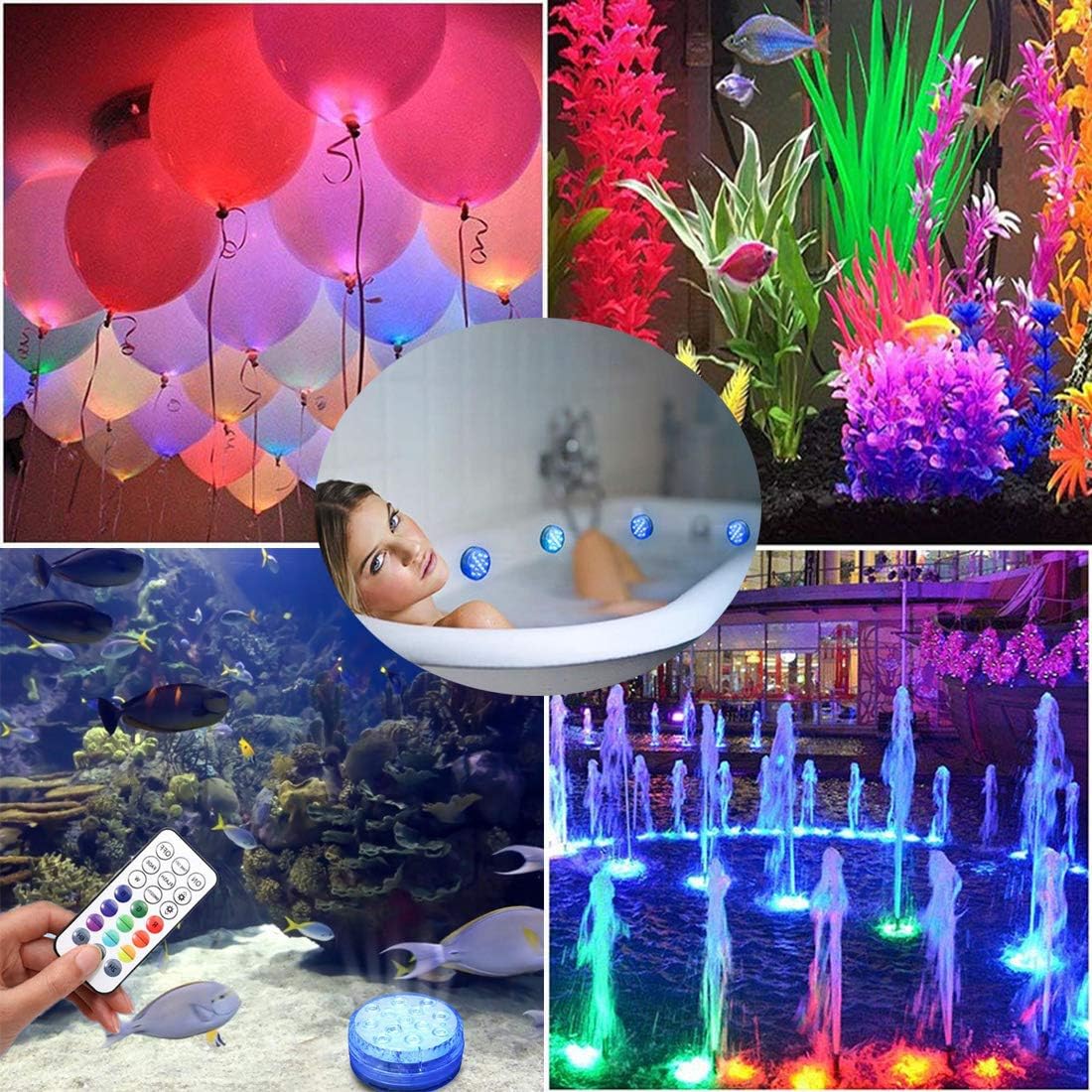 2 x Waterproof LED Swimming Pool Light, 16 Colour RGB Submersible