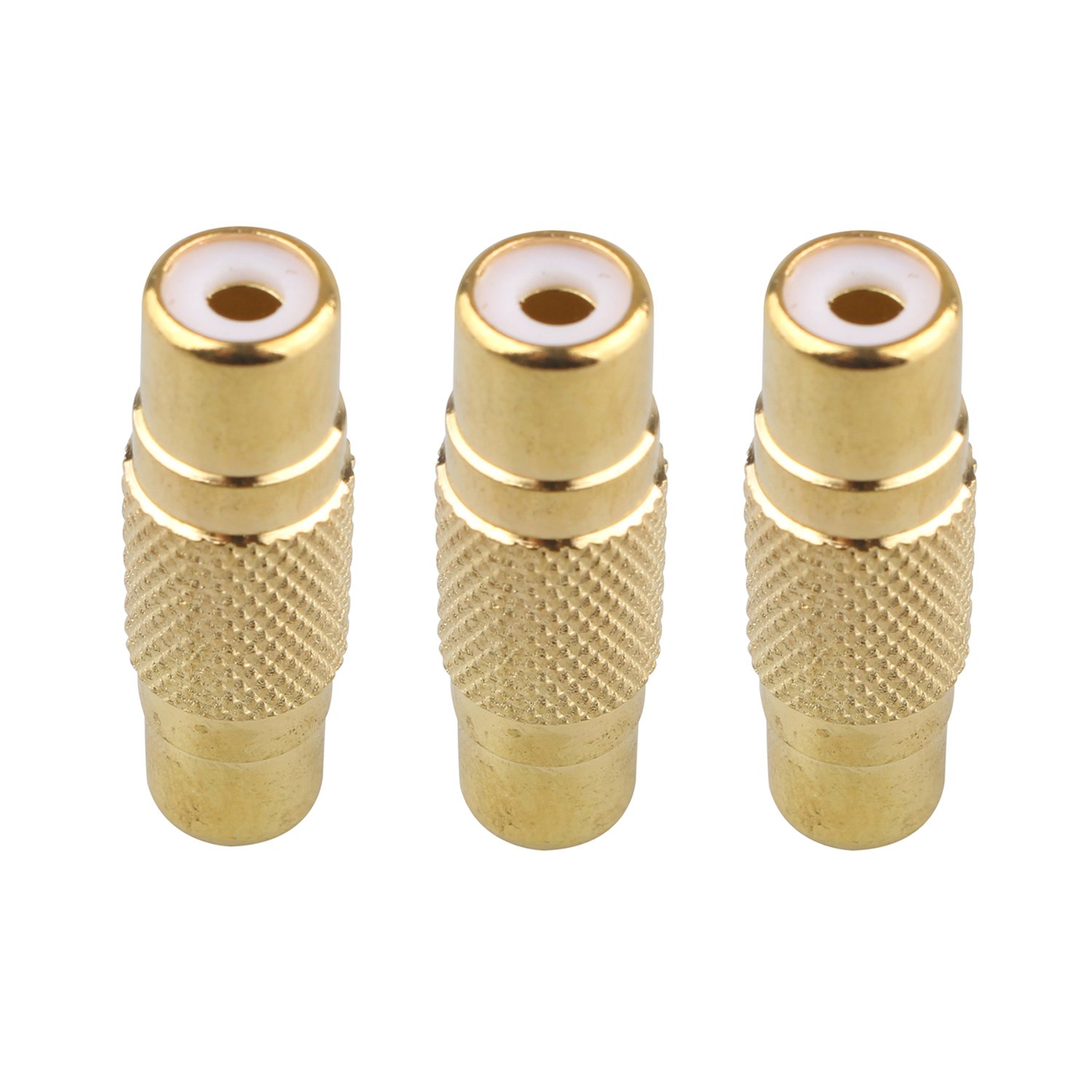 Futheda 3 PCS RCA adapter Jack Phono Coupler Joiner Extender Gold Plated Female to Female Sockets