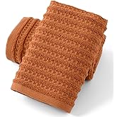 sense gnosis Waffle Hand Towel Striped Pattern Soft 100% Cotton Ultra Absorbent Hand Towels for Bathroom 13 x 29 Inch (Coral Orange, 2 Pieces)